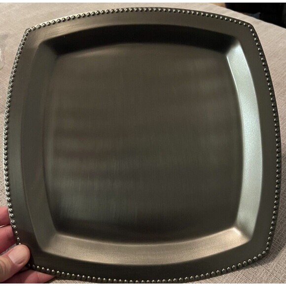 PARTYLITE candles PEWTER TONE PILLAR TRAY Large CANDLE Holder New P91405 - Picture 1 of 4